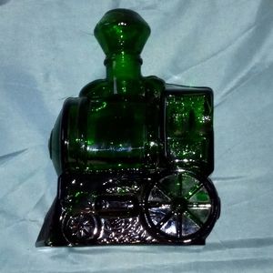 BREVETTATO Green Glass Steam Engine Train Decanter Bottle ITALY